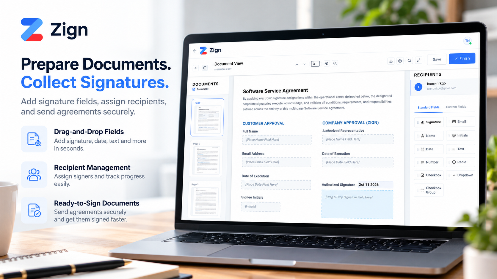Prepare Documents & Collect Signatures in Zign